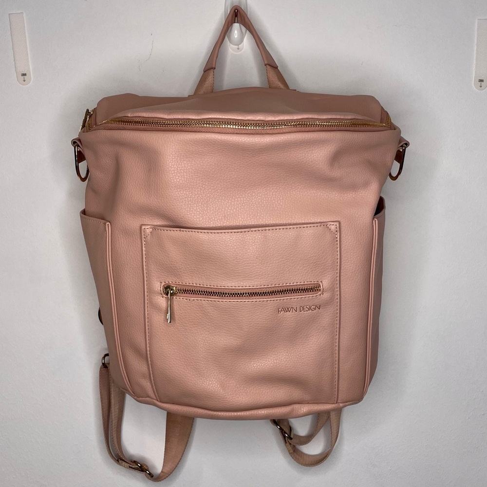 Fawn Design Diaper Bag Messenger Strap Backpack Warm Blush Pink Baby Bag Travel
